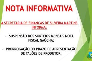 NOTA INFORMATIVA - Secretaria de Finanças