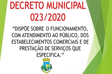 DECRETO Nº 023/2020 - FUNCIONAMENTO E ATENDIMENTO AO PÚBLICO
