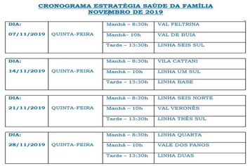 Cronograma Estratégia Saúde da Família - Novembro 2019