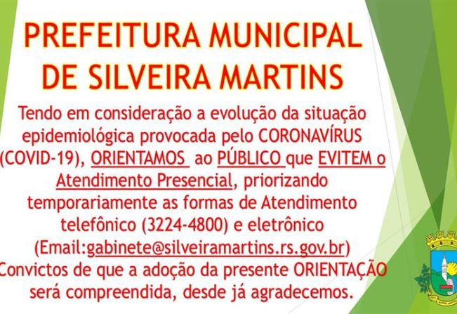 Prefeitura Municipal de Silveira Martins - MEDIDAS DE PREVENÇÃO AO COVID-19