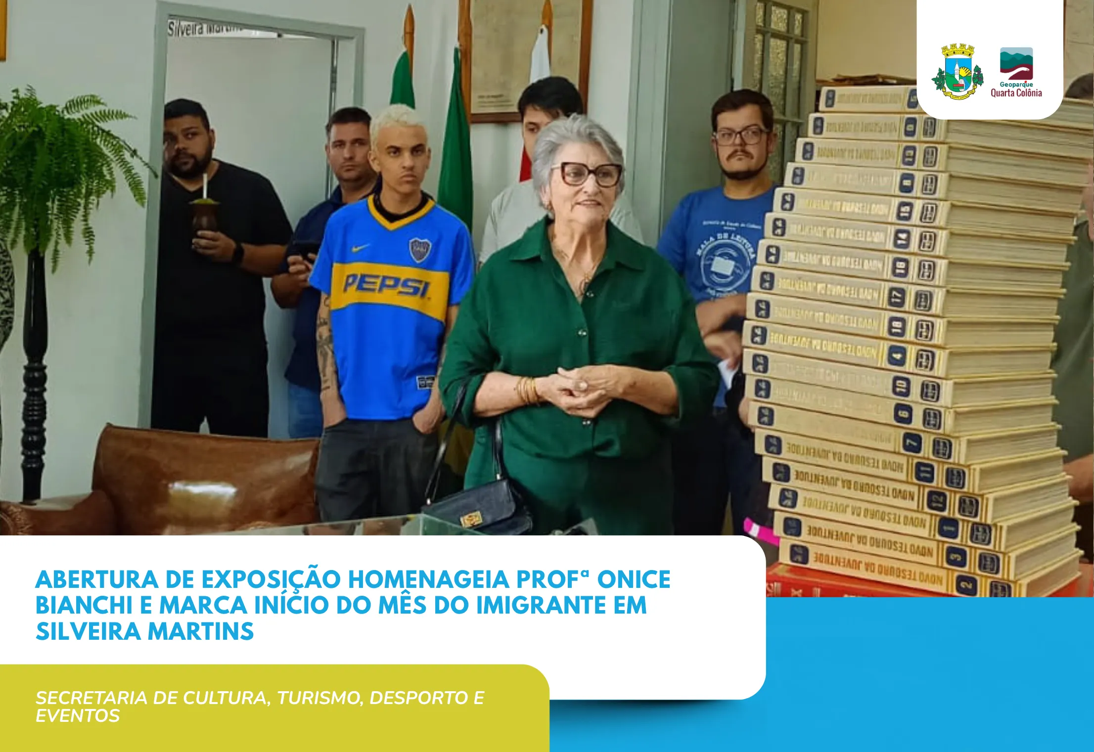 Abertura de exposição homenageia Profª Onice Bianchi e marca início do Mês do Imigrante em Silveira Martins