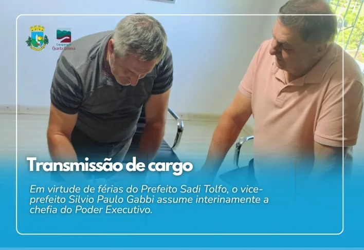 Transmissão de cargo marca início de período de férias do prefeito